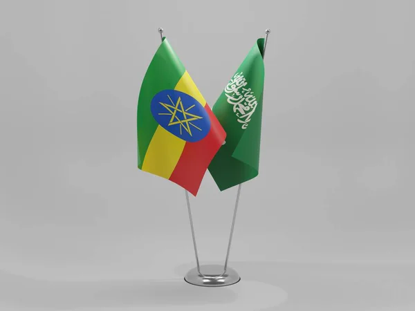 Saudi Arabia Ethiopia Cooperation Flags White Background Render — Stock Photo, Image