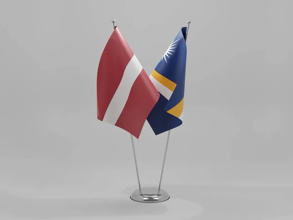 Wyspy Marshalla Łotwa Flagi Współpracy Białe Tło Render — Zdjęcie stockowe
