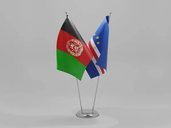 Σημαίες Συνεργασίας Πράσινου Ακρωτηρίου Αφγανιστάν Λευκό Φόντο Render — Φωτογραφία Αρχείου