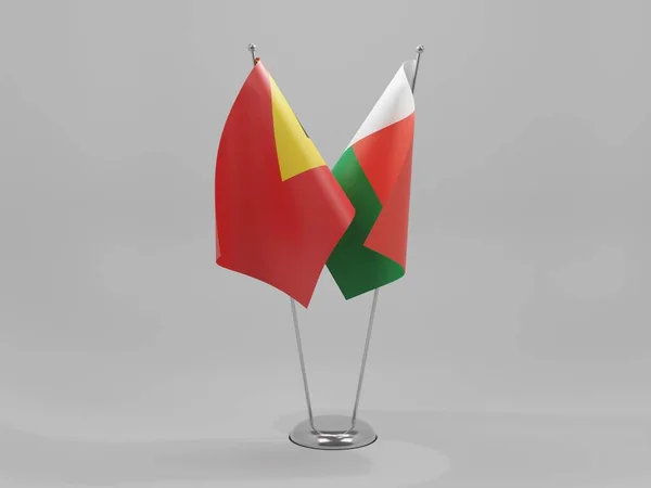 Madagaskar Osttimor Kooperationsflaggen Weißer Hintergrund Render — Stockfoto