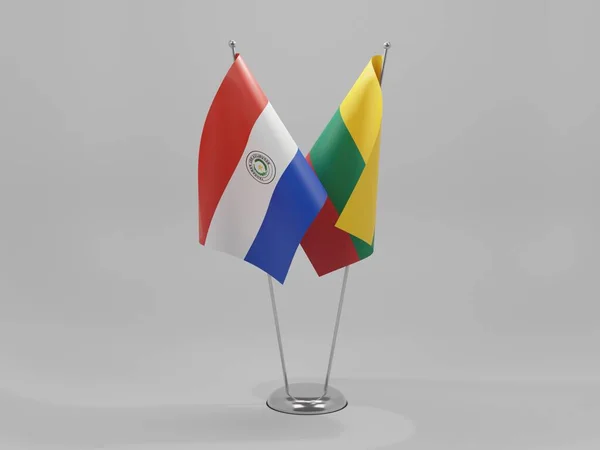 Litwa Paragwaj Flagi Współpracy Białe Tło Render — Zdjęcie stockowe