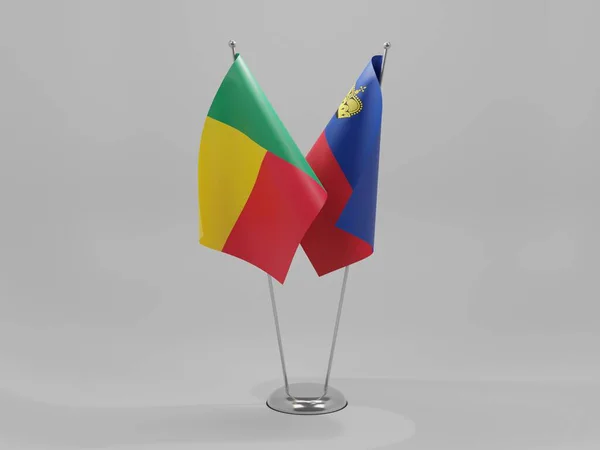 Liechtenstein Benin Kooperationsflaggen Weißer Hintergrund Render — Stockfoto