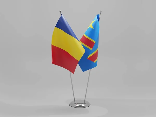 Congo Democratic Republic Romania Cooperation Flags White Background Render — Stock Photo, Image