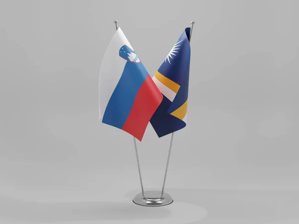 Isole Marshall Slovenia Bandiere Cooperazione Sfondo Bianco Render — Foto Stock