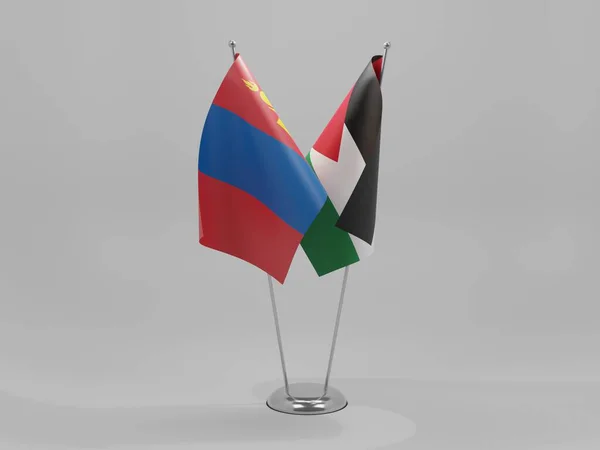 Jordanie Drapeaux Coopération Mongolie Fond Blanc Render — Photo