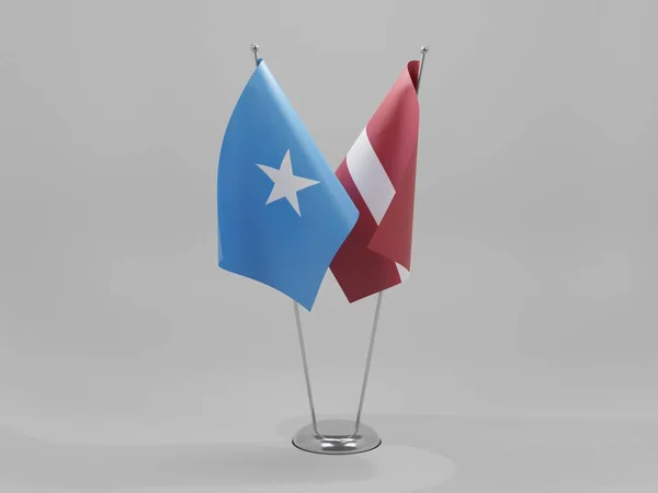 Lotyšsko Somálsko Spolupráce Vlajky Bílé Pozadí Vykreslování — Stock fotografie