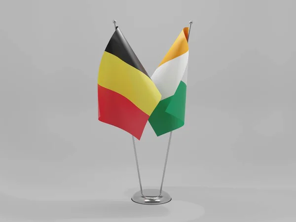 Costa Avorio Belgio Bandiere Cooperazione Sfondo Bianco Render — Foto Stock