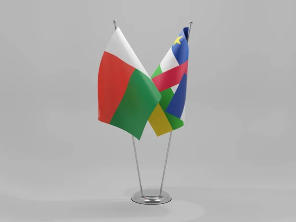 Central African Republic Madagascar Cooperation Flags White Background Render — стокове фото