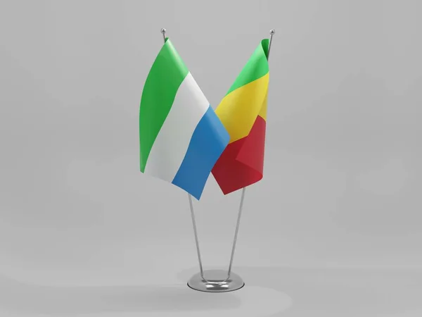 Mali Bandeiras Cooperação Serra Leoa Fundo Branco Render — Fotografia de Stock