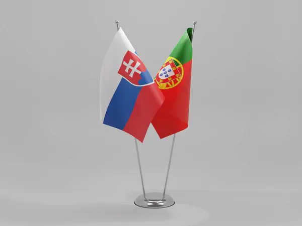 Portugal Slovakia Cooperation Flags White Background Render — Stock Photo, Image