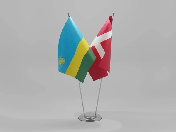 Denmark Rwanda Cooperation Flags White Background Render — стокове фото