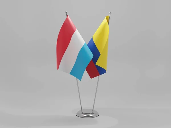 Колумбія Люксембург Співпраця Прапори Білий Фон Рендер — стокове фото