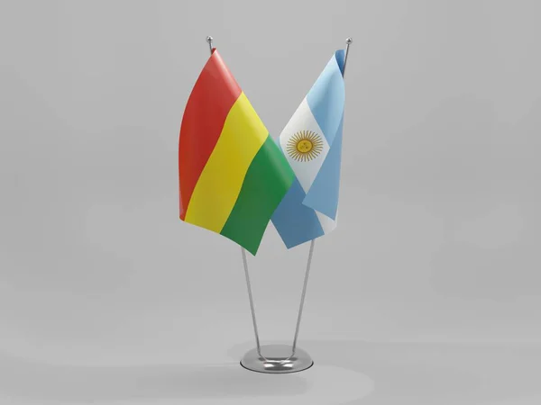 Argentina Bolivia Cooperation Flags White Background Render — Stock Photo, Image