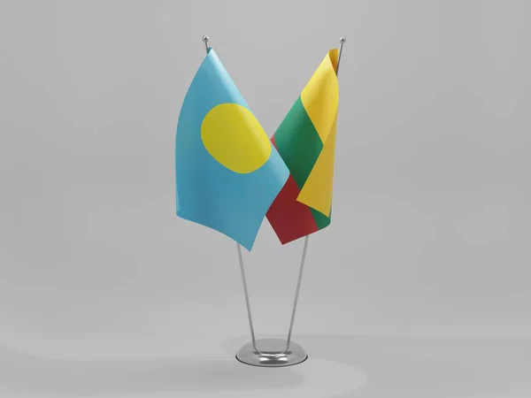 Lithuania Palau Cooperation Flags White Background Render — Stock Photo, Image