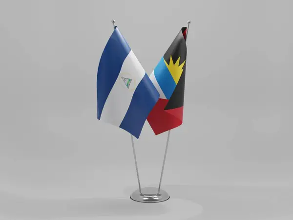 Antigua Barbuda Nikaragua Flagi Współpracy Białe Tło Render — Zdjęcie stockowe