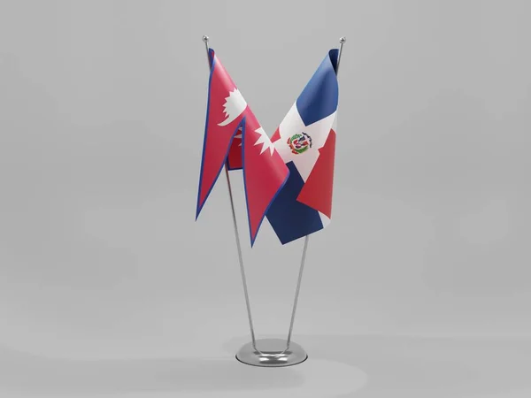 Dominicaanse Republiek Nepal Samenwerking Vlaggen Witte Achtergrond Render — Stockfoto