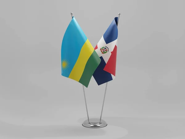 República Dominicana Bandeiras Cooperação Ruanda Fundo Branco Render — Fotografia de Stock