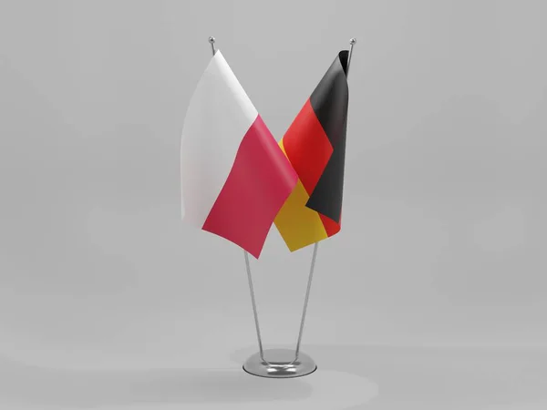 Alemania Polonia Banderas Cooperación Fondo Blanco Render —  Fotos de Stock