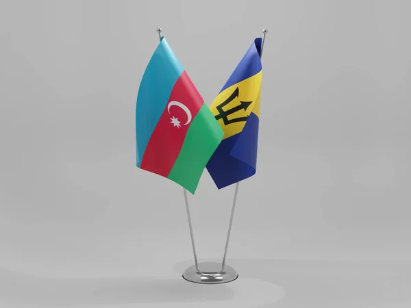 Barbade Drapeaux Coopération Azerbaïdjanais Fond Blanc Render — Photo