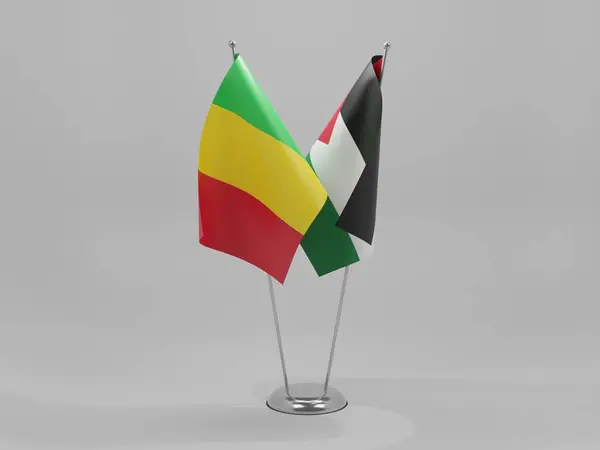 Σημαίες Συνεργασίας Παλαιστίνης Μάλι Λευκό Φόντο Render — Φωτογραφία Αρχείου