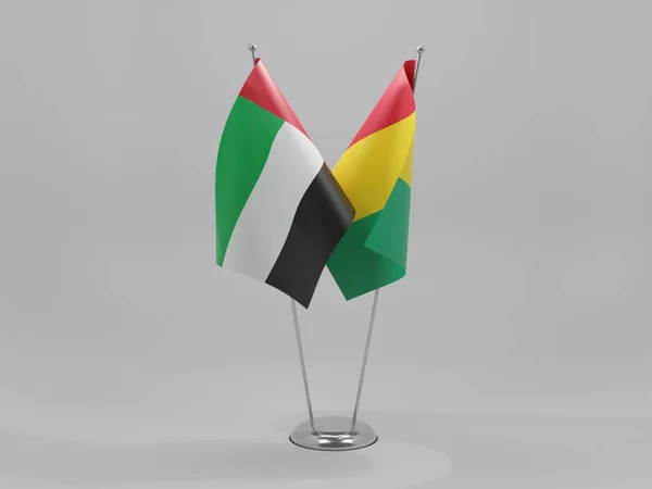 Γουινέα Σημαίες Συνεργασίας Ηνωμένων Αραβικών Εμιράτων Λευκό Φόντο Render — Φωτογραφία Αρχείου