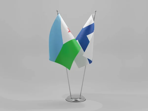 Finlandia Banderas Cooperación Yibuti Fondo Blanco Render — Foto de Stock