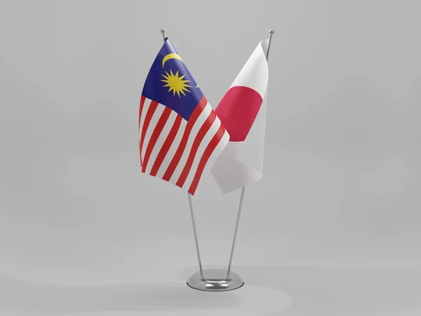 Japon Malaisie Drapeaux Coopération Fond Blanc Render — Photo
