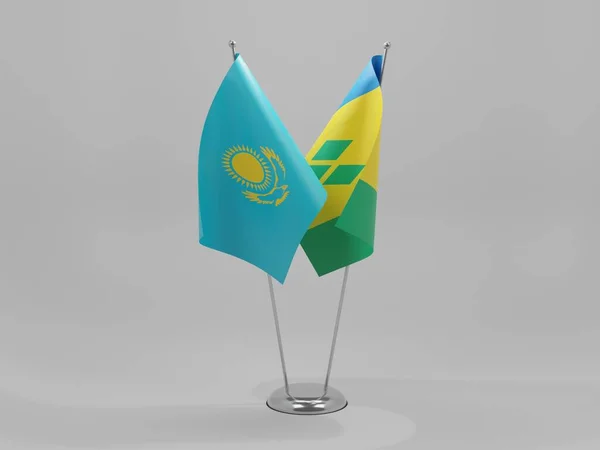 Saint Vincent Grenadines Kazakhstan Cooperation Flags White Background Render — стокове фото