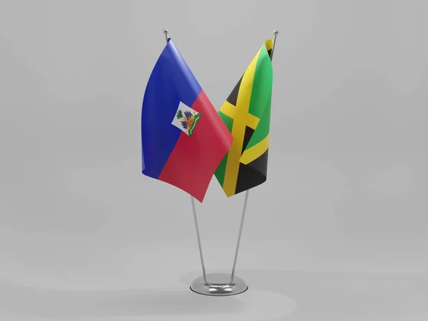 Jamaïque Haïti Drapeaux Coopération Fond Blanc Render — Photo