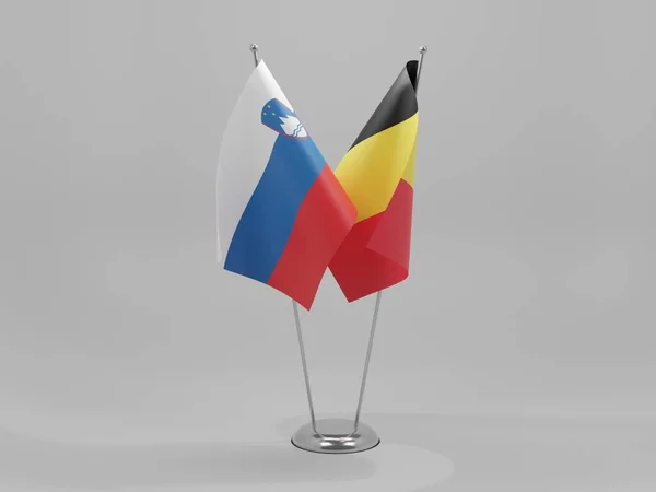 Belgium Slovenia Cooperation Flags White Background Render — стокове фото