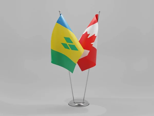 Canada Saint Vincent Grenadines Cooperation Flags White Background Render — Stock Photo, Image