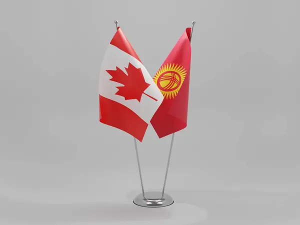 Kirgisistan Kanada Kooperationsfahnen Weißer Hintergrund Render — Stockfoto