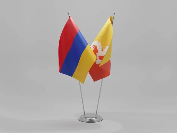 Bhútán Arménské Vlajky Spolupráce Bílé Pozadí Vykreslování — Stock fotografie