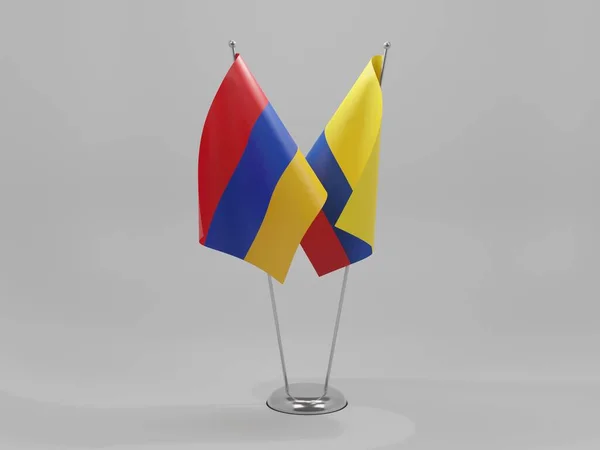Colombia Armeniens Samarbetsflaggor Vit Bakgrund Render — Stockfoto