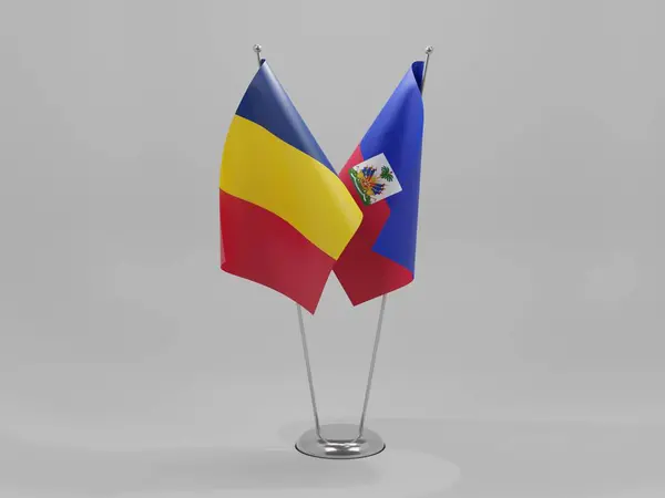 Haiti Czad Flagi Współpracy Białe Tło Render — Zdjęcie stockowe