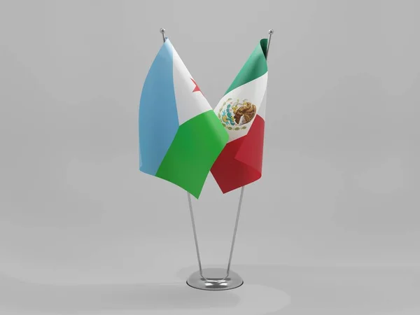 México Banderas Cooperación Yibuti Fondo Blanco Render — Foto de Stock