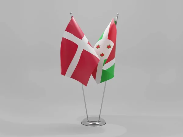 Burundi Banderas Cooperación Dinamarca Fondo Blanco Render —  Fotos de Stock