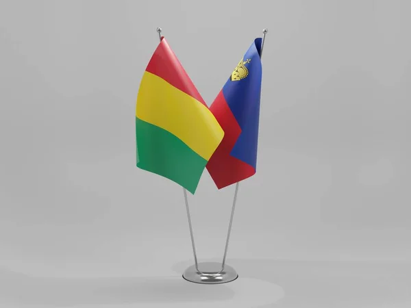 Liechtenstein Bandeiras Cooperação Guiné Fundo Branco Render — Fotografia de Stock