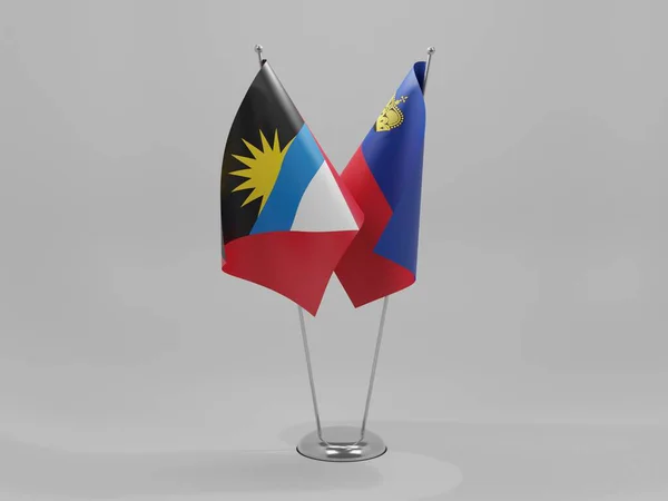 Liechtenstein Antigua Barbuda Együttműködési Zászlók Fehér Háttér Render — Stock Fotó