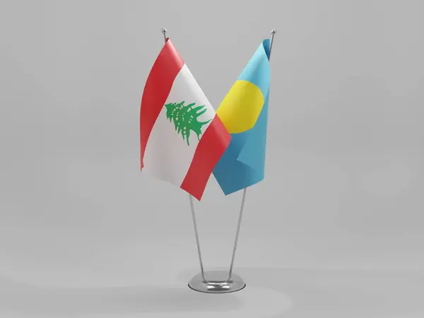 Palau Banderas Cooperación Del Líbano Fondo Blanco Render — Foto de Stock