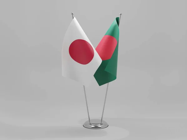 Bangladesh Bandeiras Cooperação Japão Fundo Branco Render — Fotografia de Stock