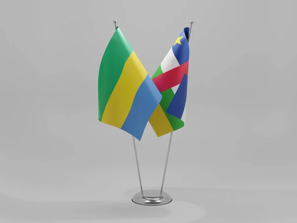 República Centro Africana Bandeiras Cooperação Gabão Fundo Branco Render — Fotografia de Stock