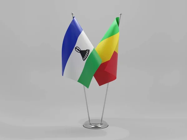 Mali Lesotho Flagi Współpracy Białe Tło Render — Zdjęcie stockowe