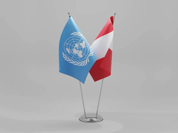 Περού Σημαίες Συνεργασίας Των Ηνωμένων Εθνών Λευκό Φόντο Render — Φωτογραφία Αρχείου