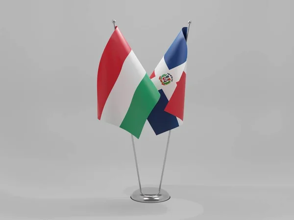 Dominican Republic Hungary Cooperation Flags White Background Render — стокове фото