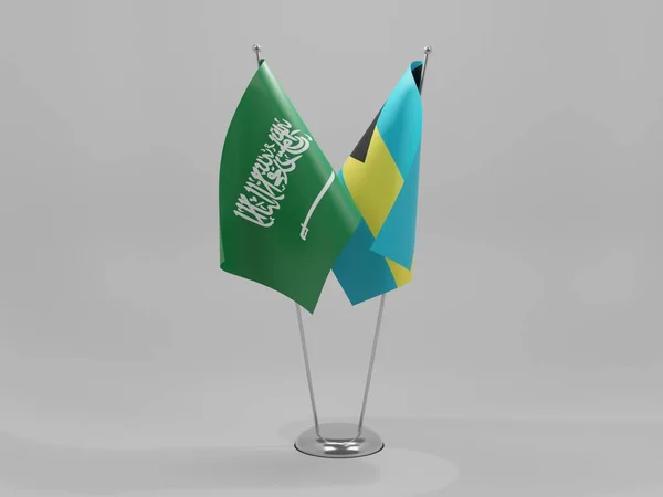 Bahamas Bandiere Cooperazione Arabia Saudita Sfondo Bianco Render — Foto Stock