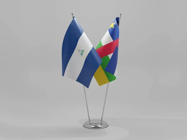 Central African Republic Nicaragua Cooperation Flags White Background Render — Stock Photo, Image