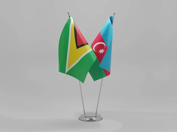 Azerbaiyán Banderas Cooperación Guyana Fondo Blanco Render —  Fotos de Stock