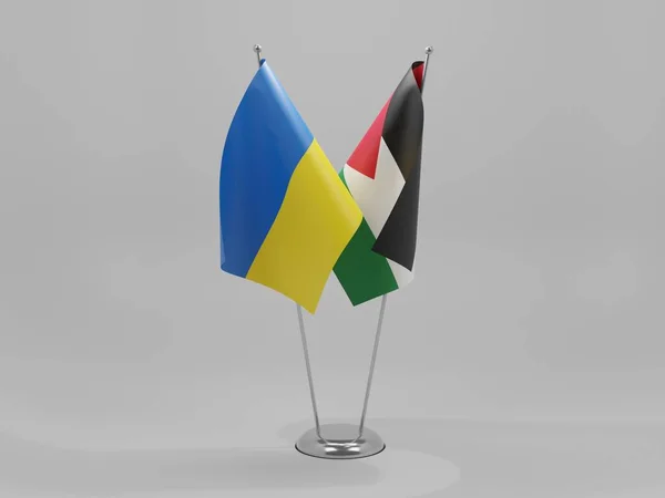 Jordanien Ukraine Kooperationsfahnen Weißer Hintergrund Render — Stockfoto