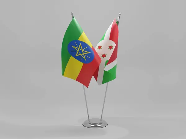 Burundi Ethiopia Cooperation Flags White Background Render — Stock Photo, Image